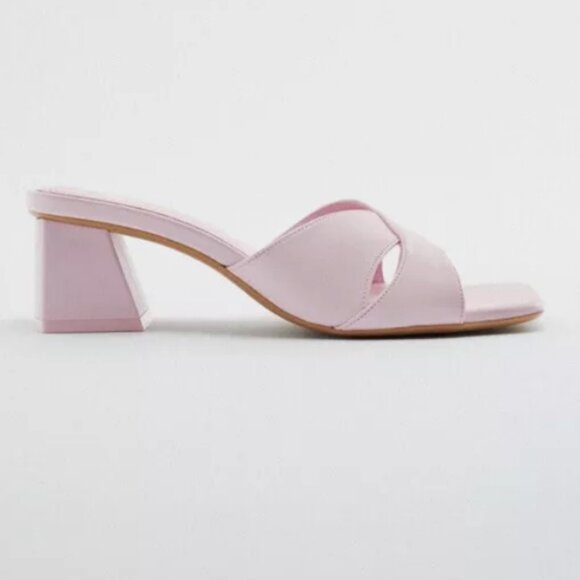 ZARA Pink Mid-Block Heels Sandals - Picture 6 of 10
